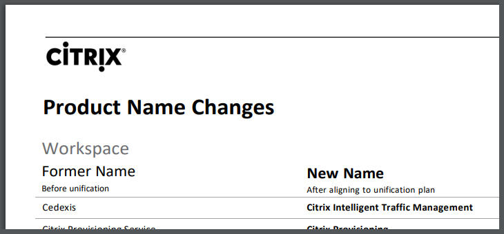 Citrix Name Changes